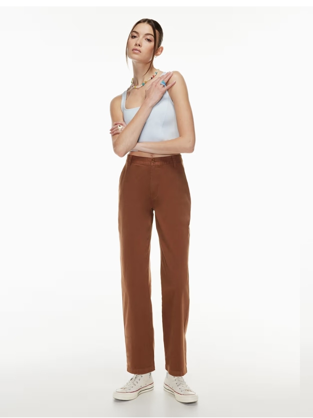 Aritzia Sunday Best Straight Leg Trouser Pants in Chestnut Brown